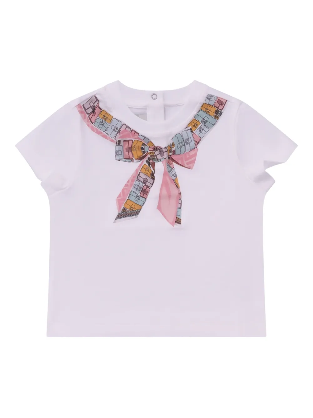 Fendi Kids bow-print short-sleeve top - Bianco