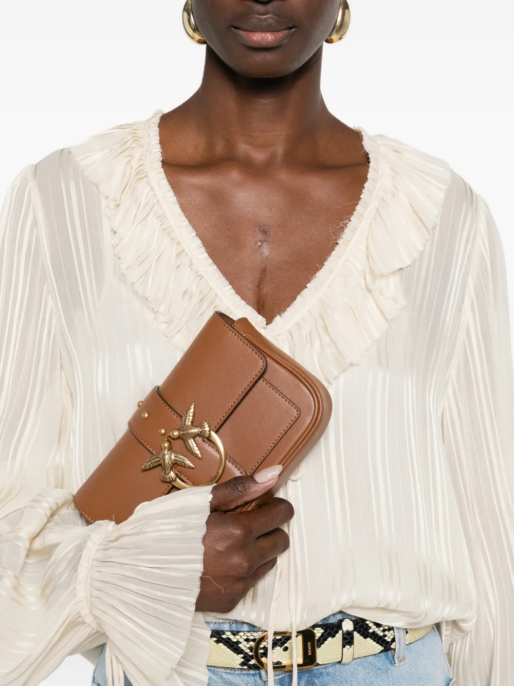 PINKO mini Love One Pocket shoulder bag - Bruin