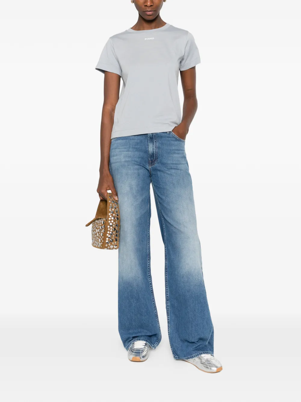 PINKO T-shirt met logopatch Blauw