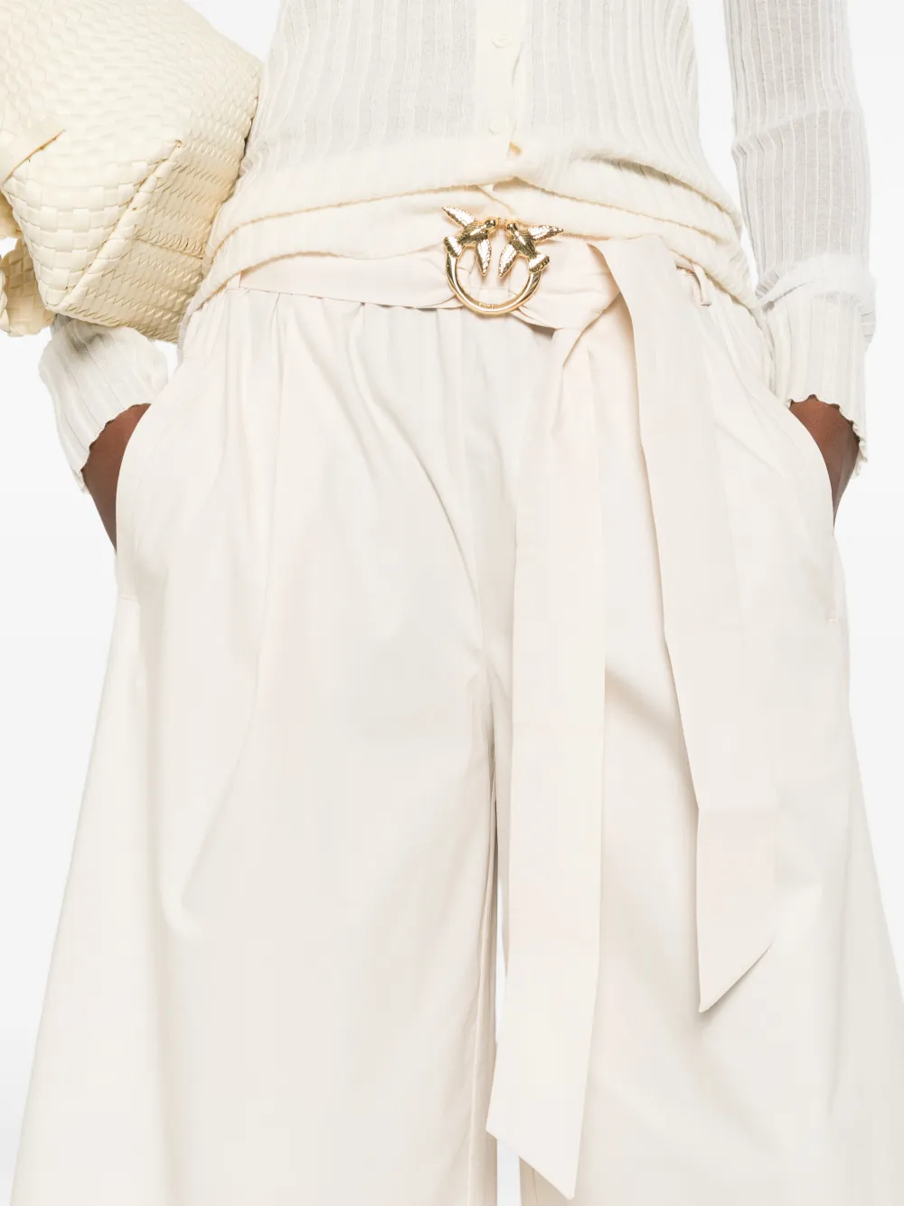 PINKO Lange shorts met Love Birds-gesp Beige