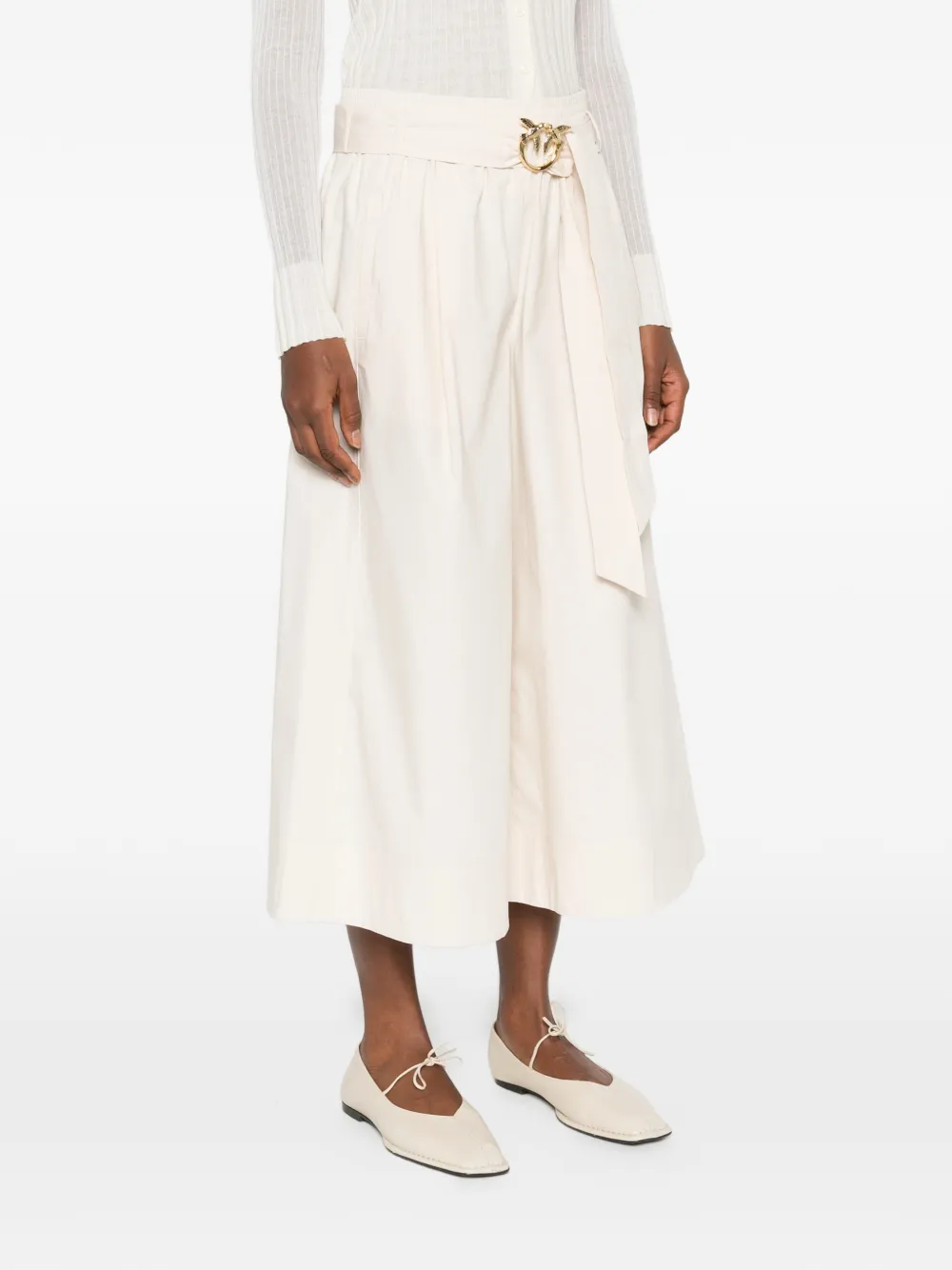 PINKO Lange shorts met Love Birds-gesp Beige