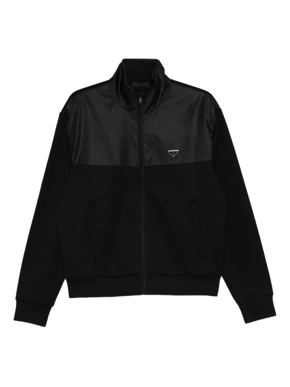 Prada logo-appliqué zip-up jacket - Schwarz