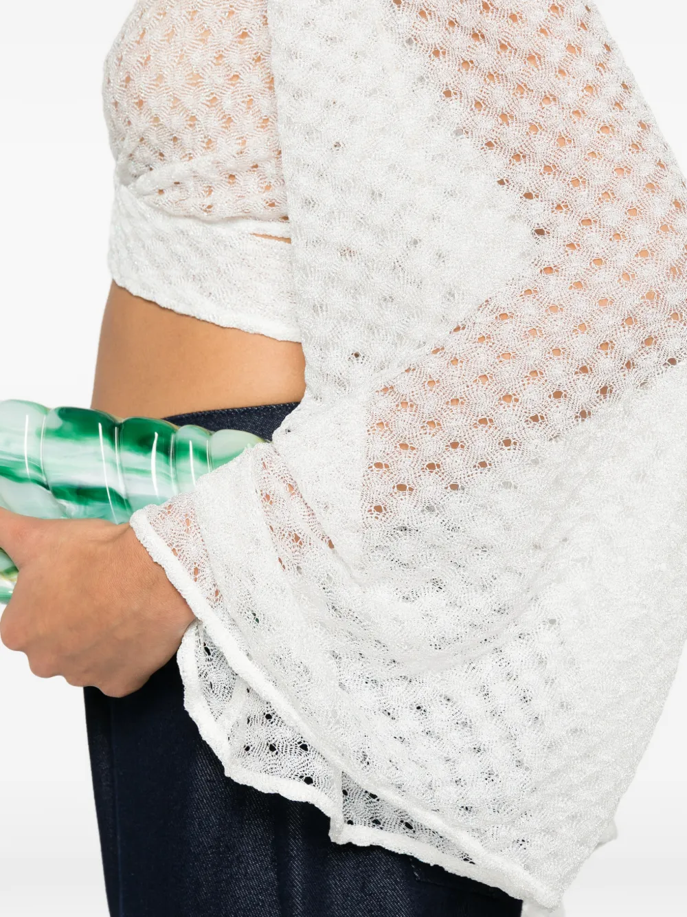 Missoni Wikkeltop van lamé viscose met raschel afwerking Wit