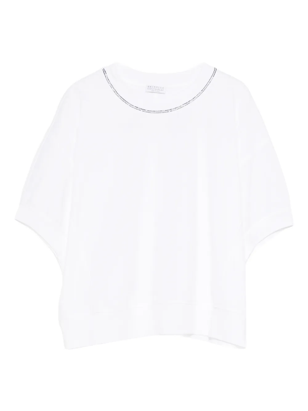 Brunello Cucinelli collar-embellishment T-shirt - Bianco
