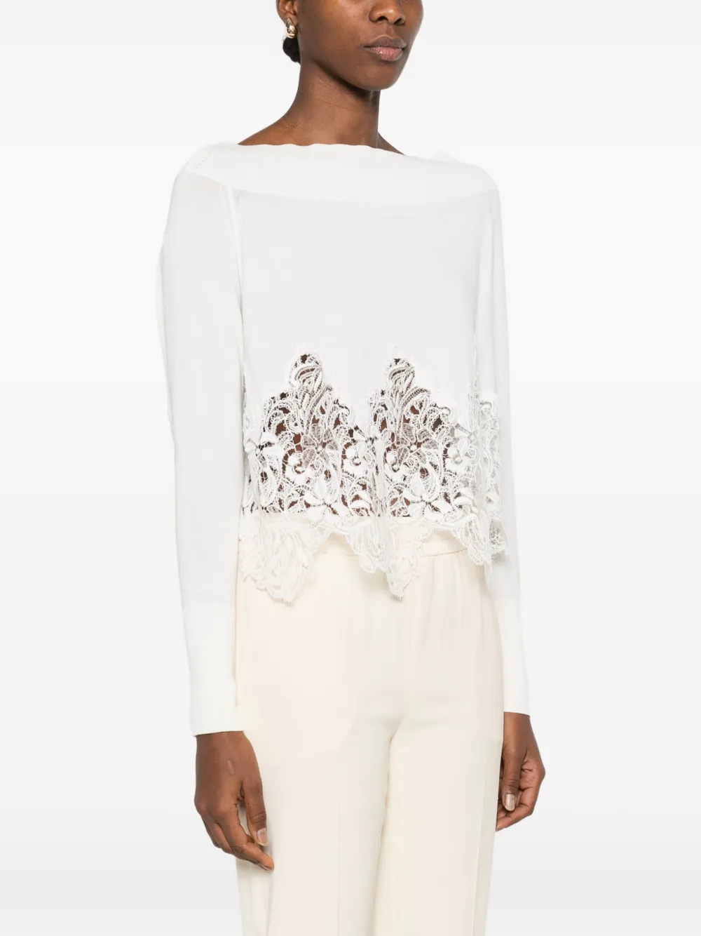 Ermanno Scervino Trui met kanten detail Wit