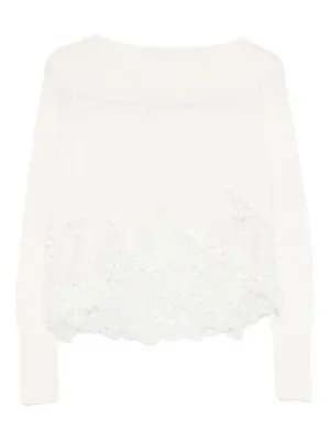 カシミヤ100% Ermanno Scervino 袖レース ニットセーター ERMANNO