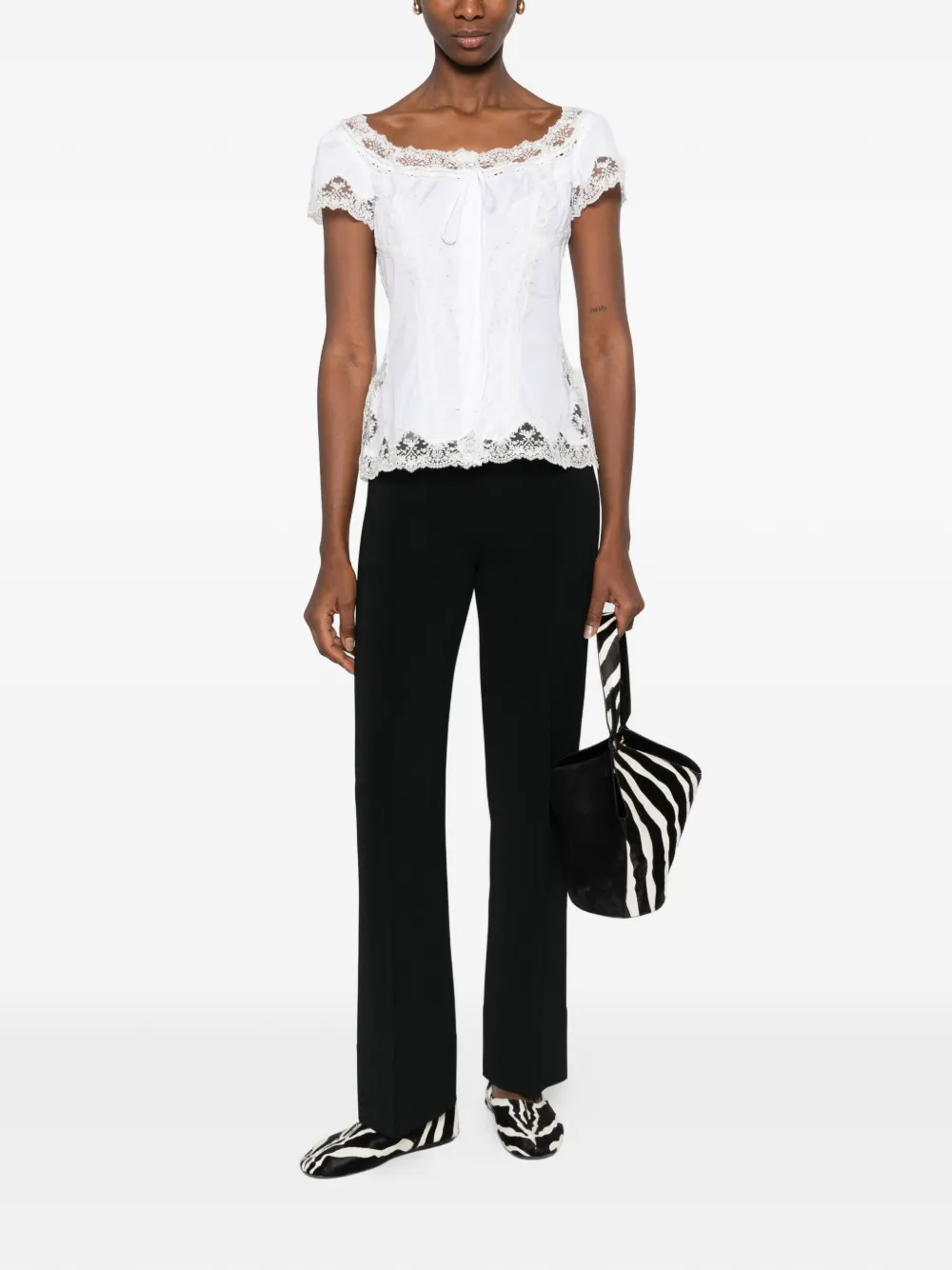 Ermanno Scervino Shirt met afwerking van kant - Wit