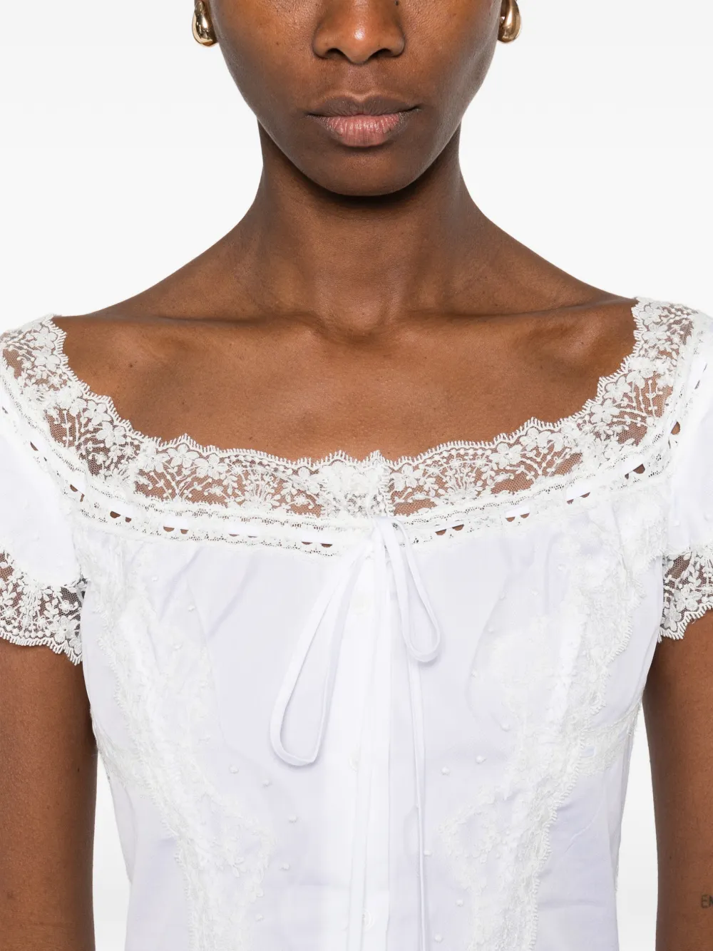 Ermanno Scervino Shirt met afwerking van kant Wit