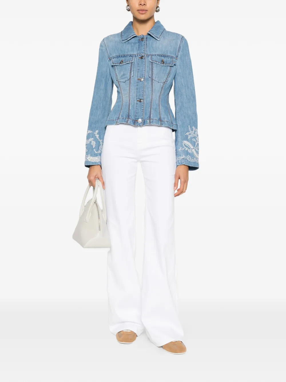  Ermanno Scervino Embroidered Denim Jacket - Blue 