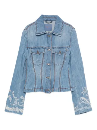 【美品】ERMANNO SCERVINOデニムジャケット　フラワーモチーフ Ermanno Scervino Embroidered Denim Jacket | Blue | FARFETCH IN