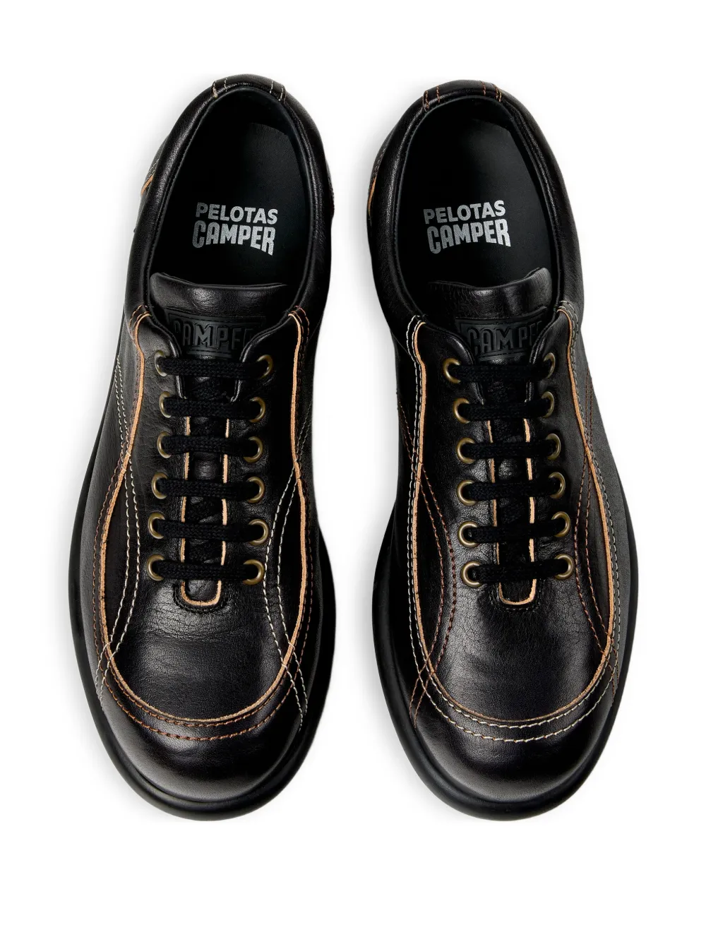 Camper Pelotas Ariel leren sneakers met stiksel Zwart