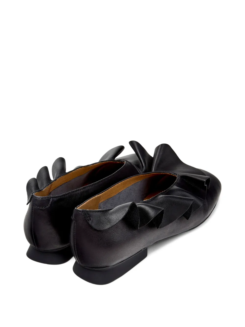 Camper Casi Myra ruffled ballerinas Zwart