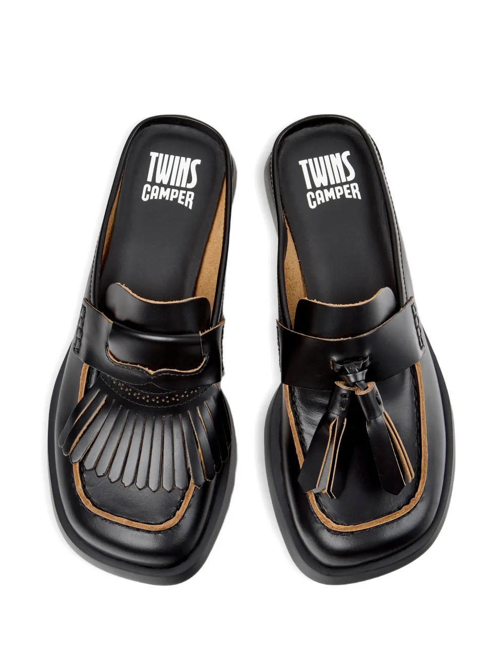 Camper Donna Twins muiltjes met kwastjes Zwart