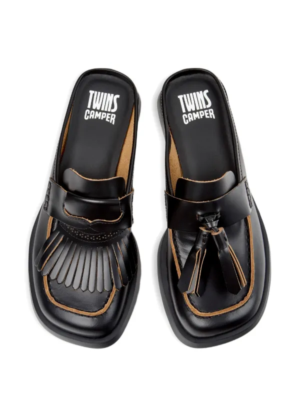 売り切り価格 CAMPER ミュール サンダル Camper Donna Twins タッセルミュール | ブラック | FARFETCH JP