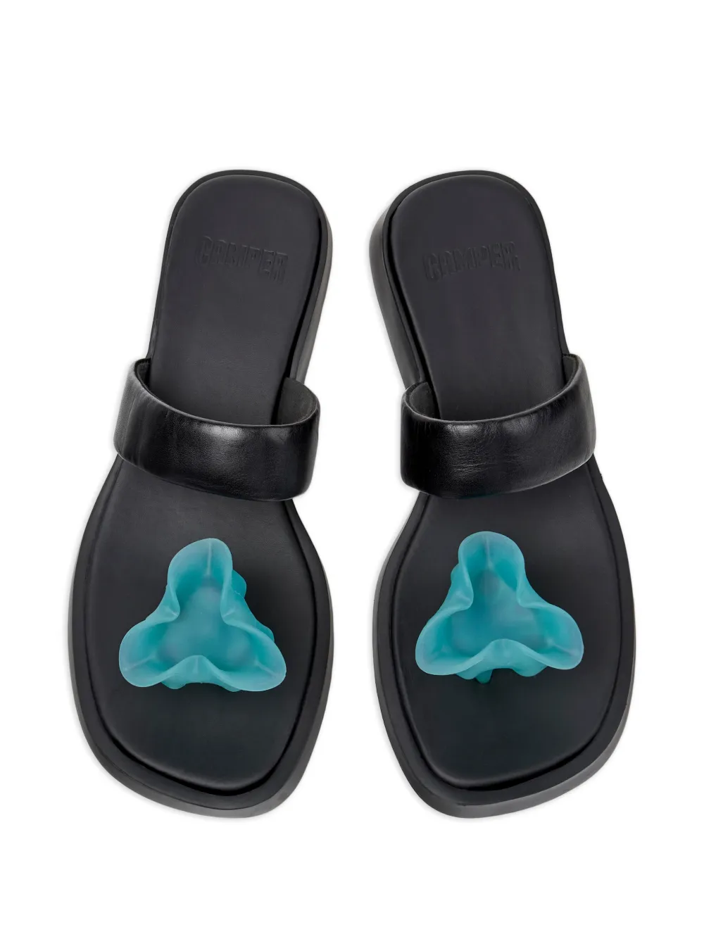 Camper Dana sandalen met bloemenpatch Zwart