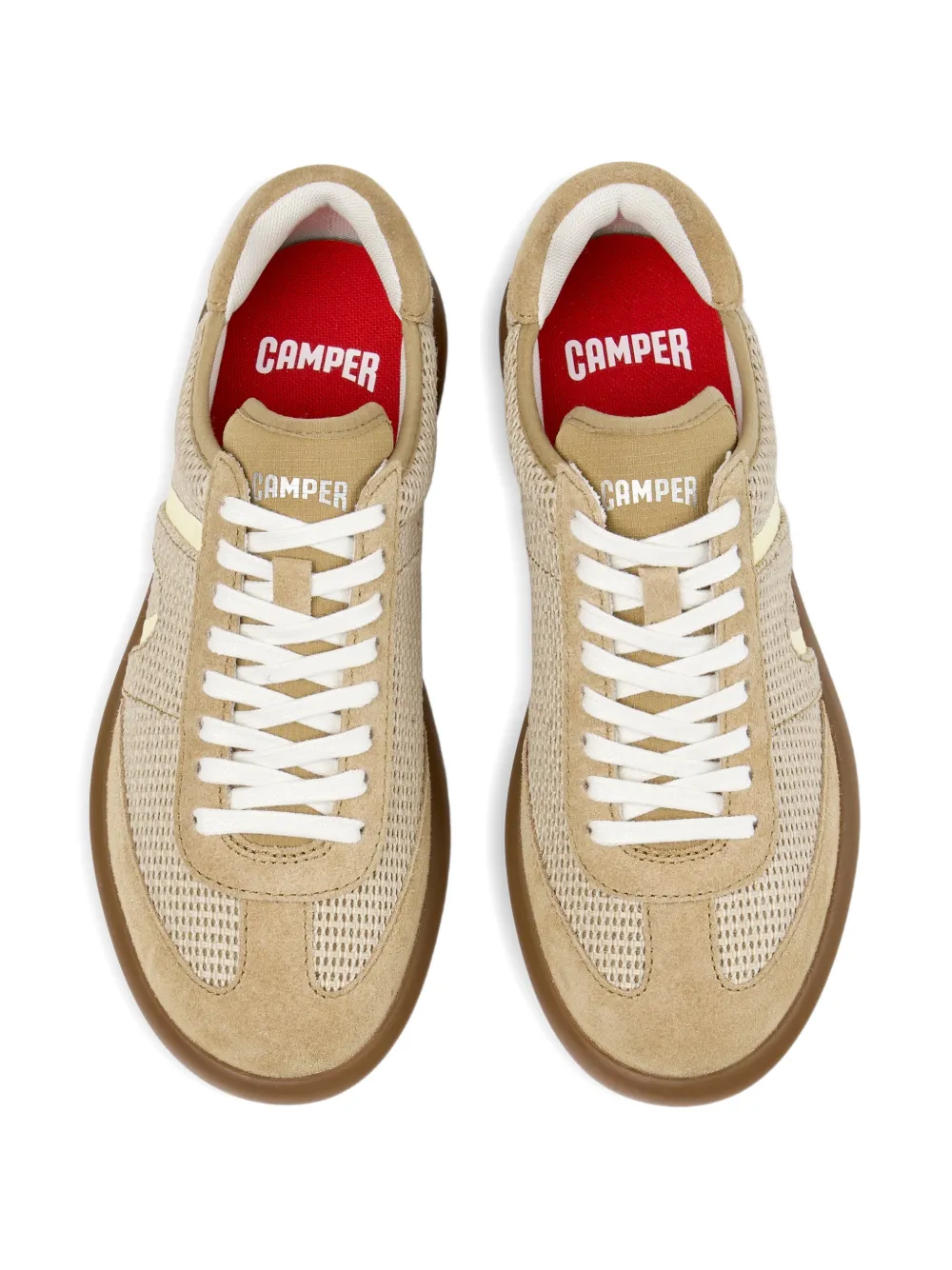 Camper Pelotas Soller geperforeerde gestreepte sneakers Beige