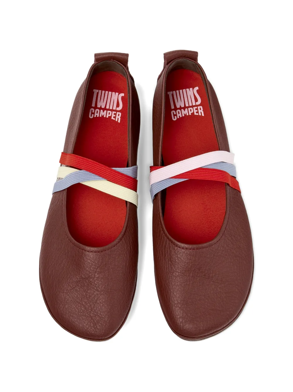 Camper Twins leather ballet flats Rood