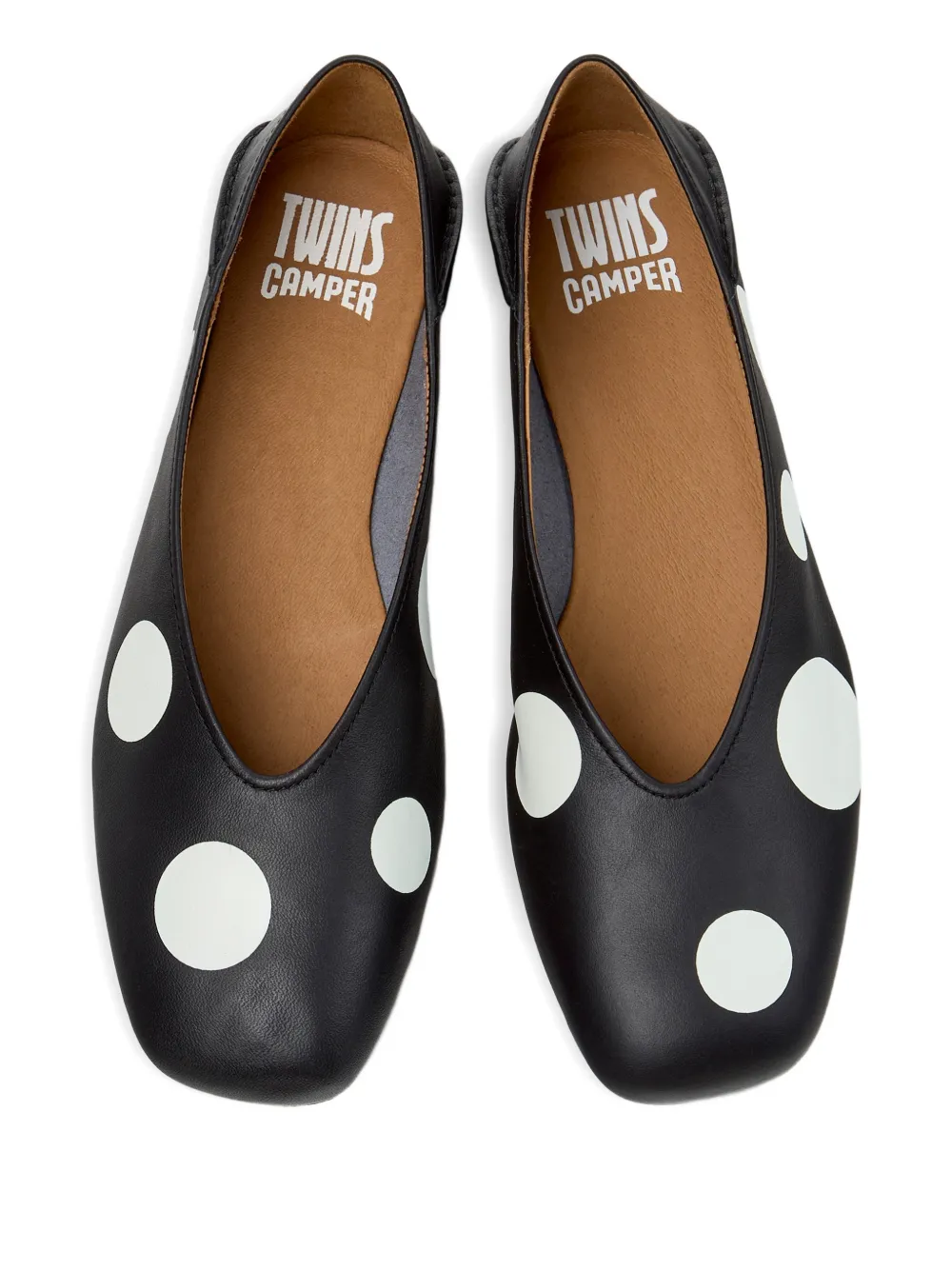 Camper Casi Myra leren ballerina's met stippen Zwart