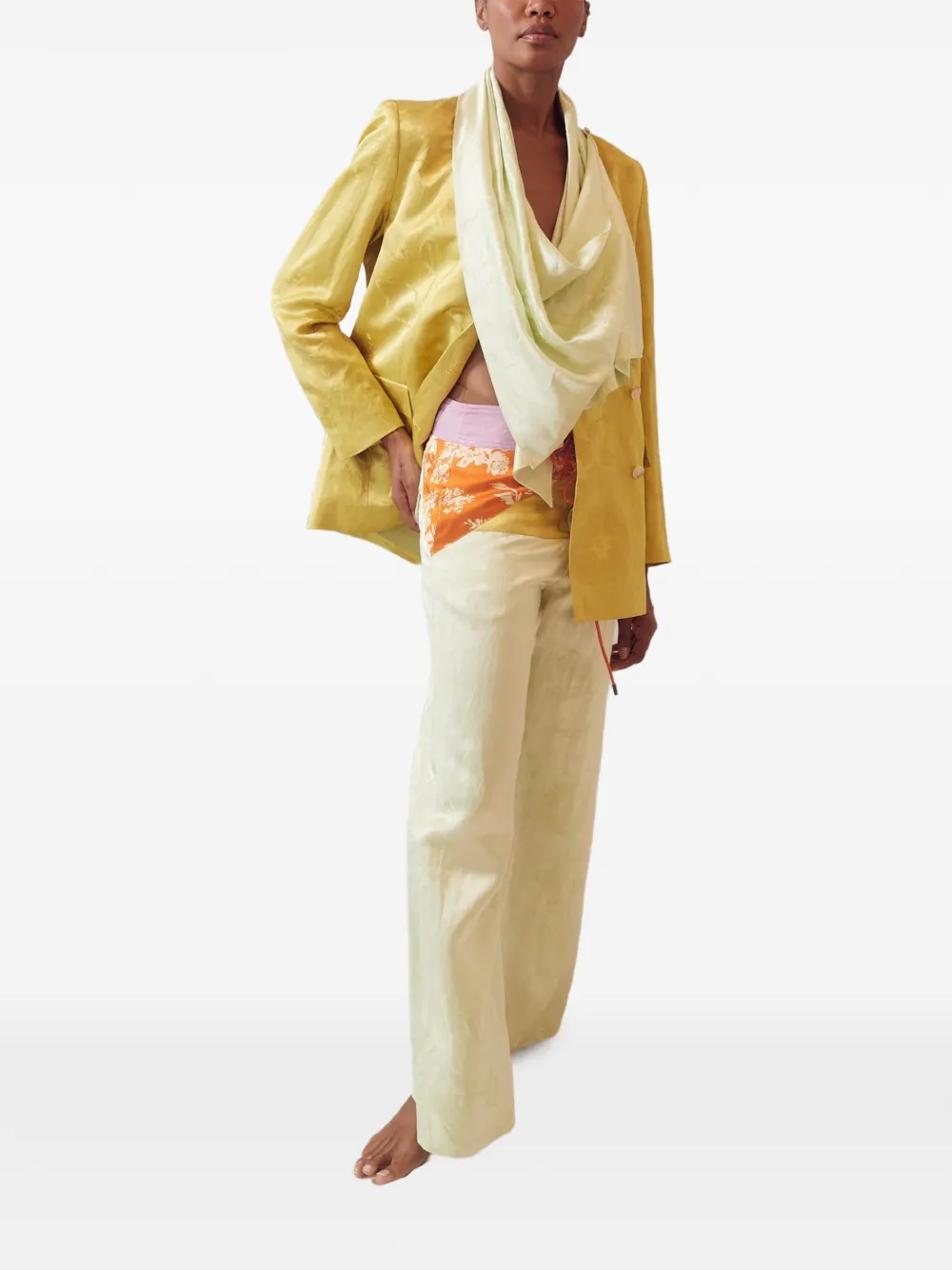 Rosie Assoulin Harbor jacquard trousers - Geel