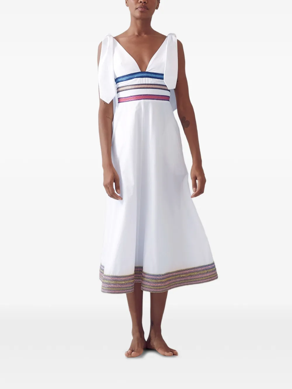 Rosie Assoulin Tie Another Day gestreepte midi-jurk - Wit