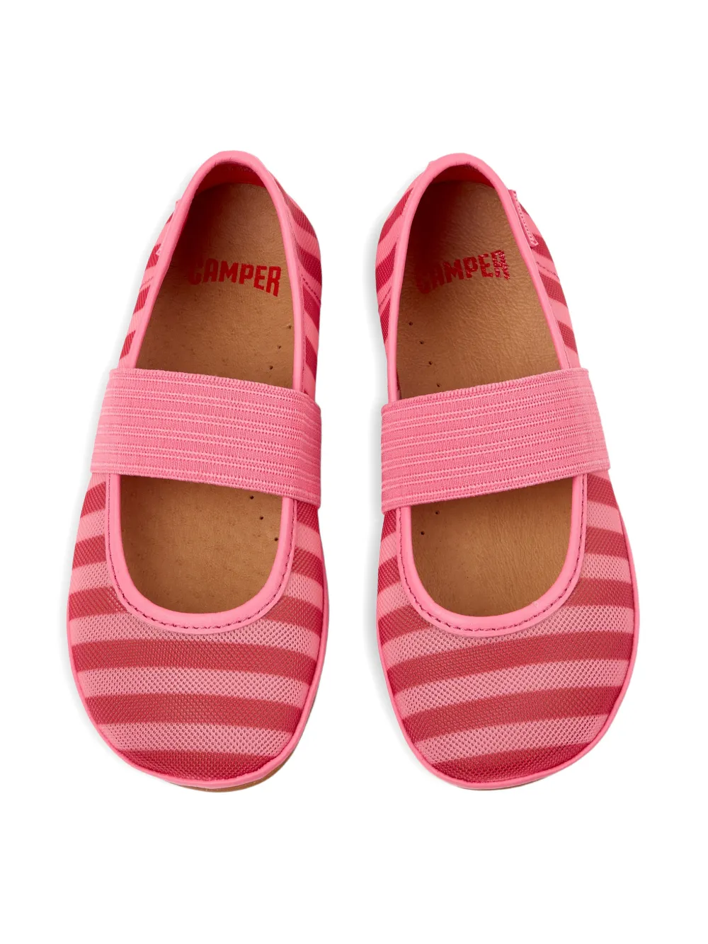 Camper Kids Right gestreepte ballerina's met bandje Roze