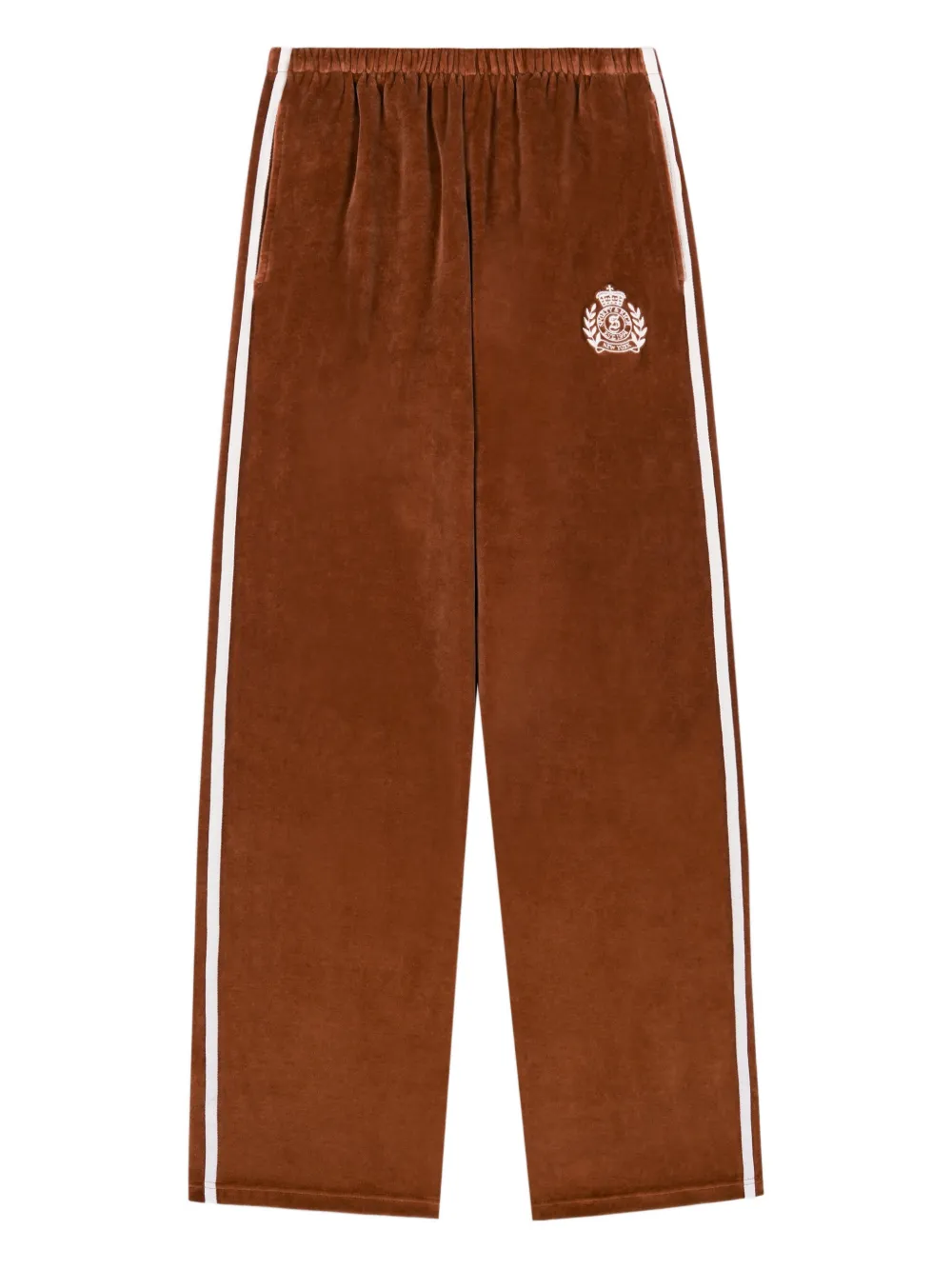 Sporty & Rich logo-embroidery stripe tack pants - Braun