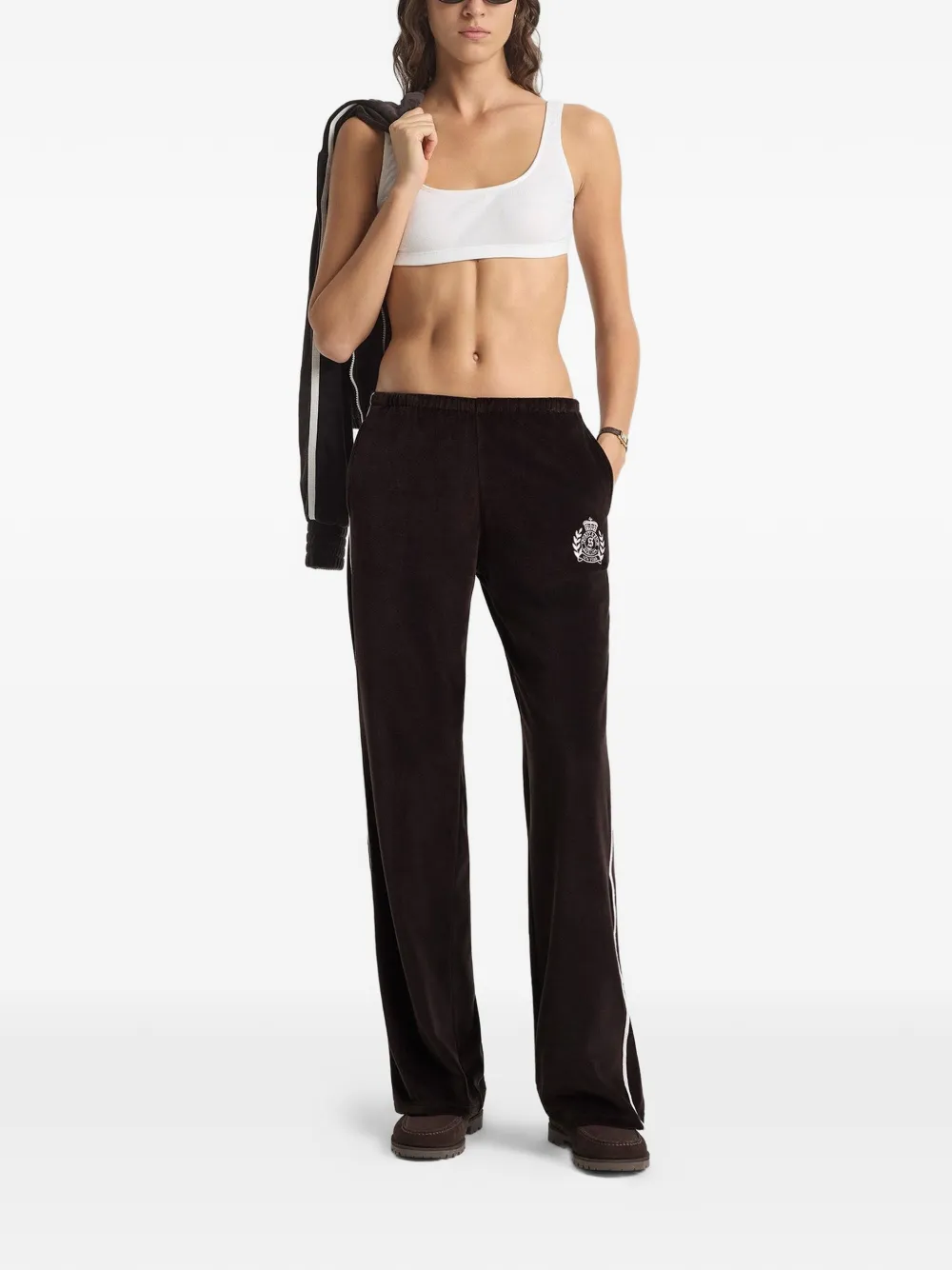 Sporty & Rich NY Crest logo stripe track pants - Bruin