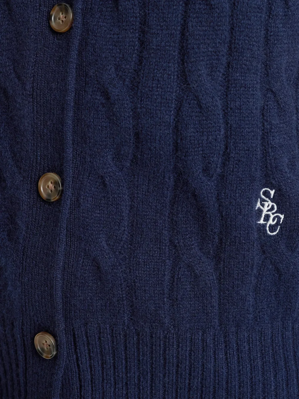Sporty & Rich SRC kabelgebreid vest met knoop Blauw