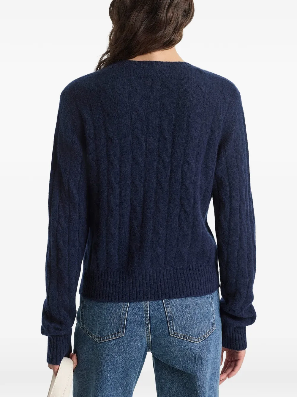 Sporty & Rich SRC kabelgebreid vest met knoop Blauw