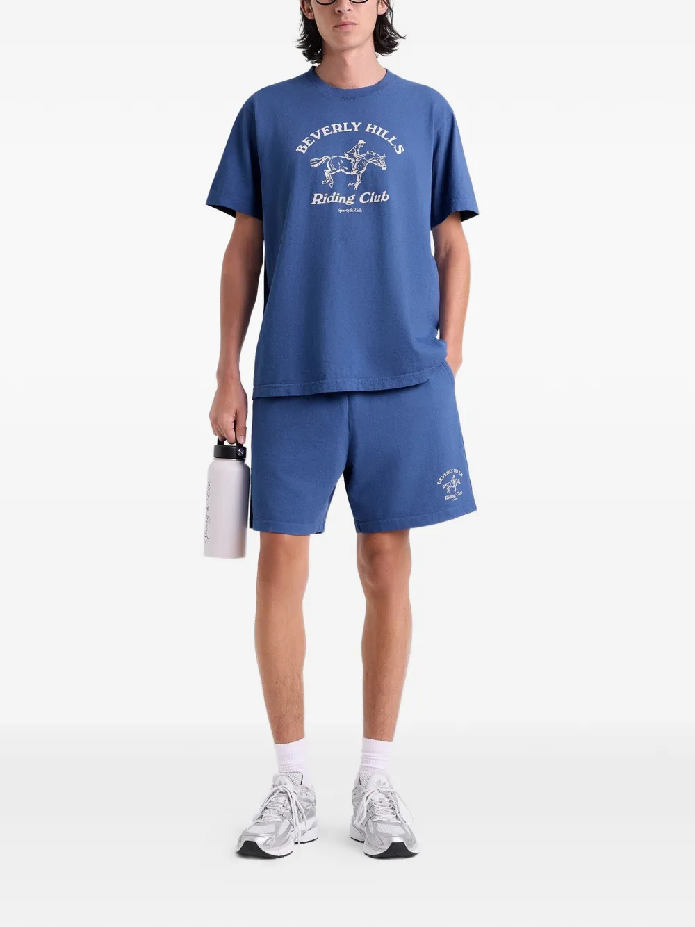 Sporty & Rich BH Riding Club shorts met grafische print Blauw