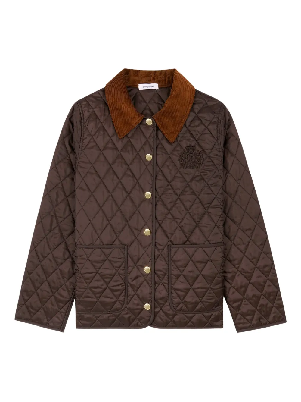 Sporty & Rich NY Crest quilted logo-embroidered jacket - Marrone