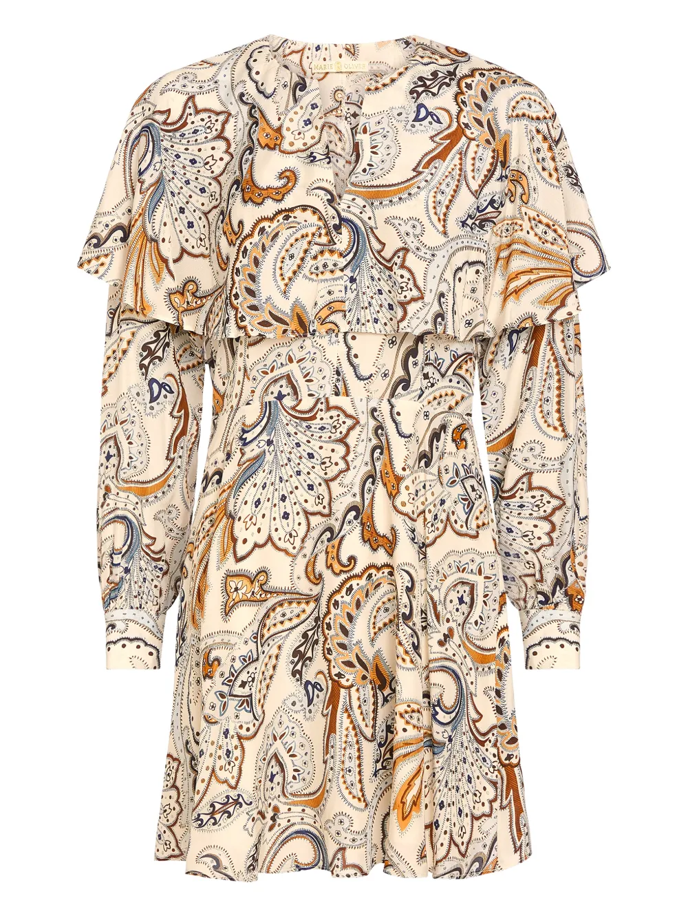 Marie Oliver Reeves ruffled paisley-print mini dress - Toni neutri