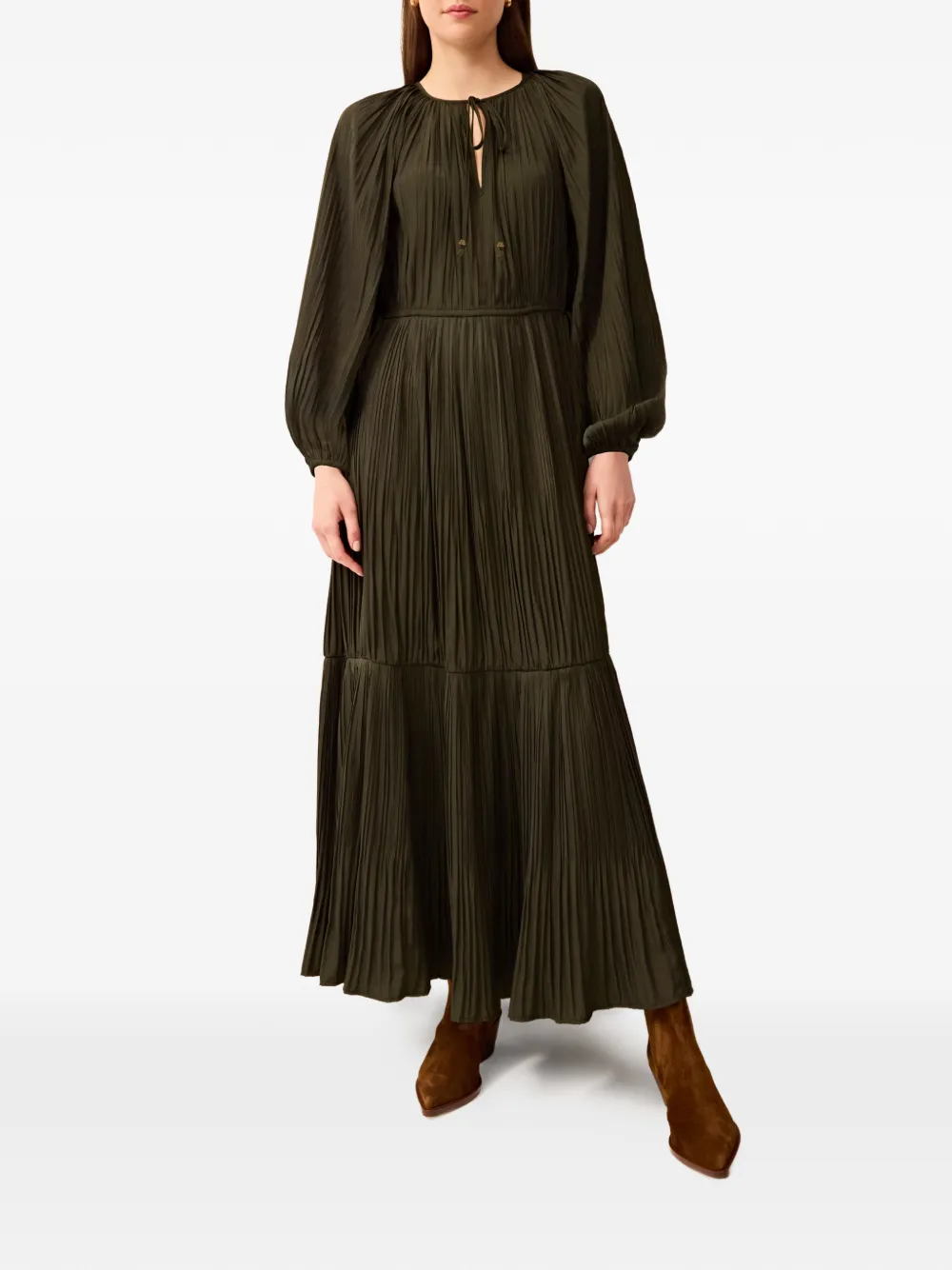 Marie Oliver Perrin pleated dress - Groen