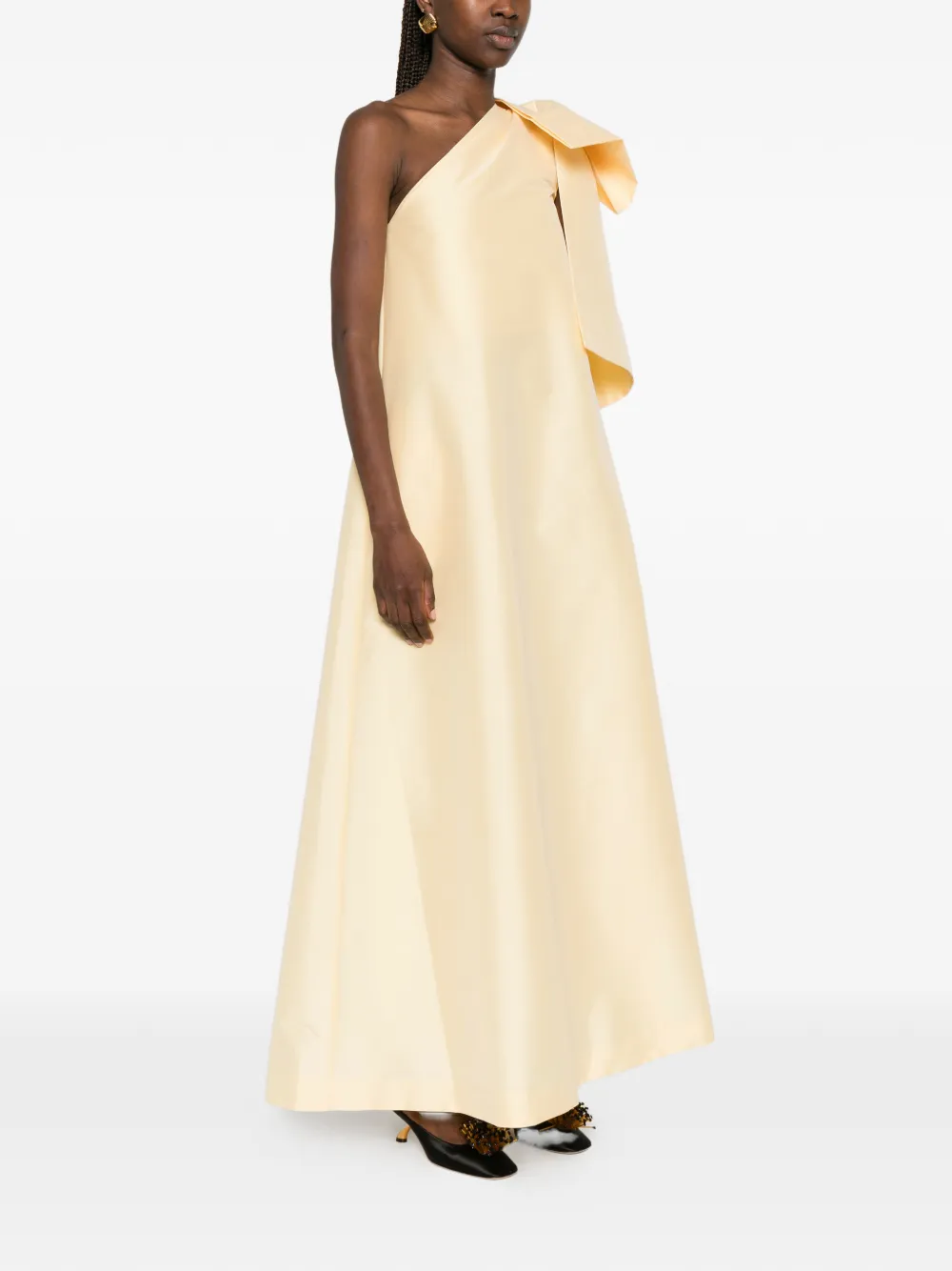 Bernadette Winnette One-shoulder Bow Maxi Dress in Yellow, view 4