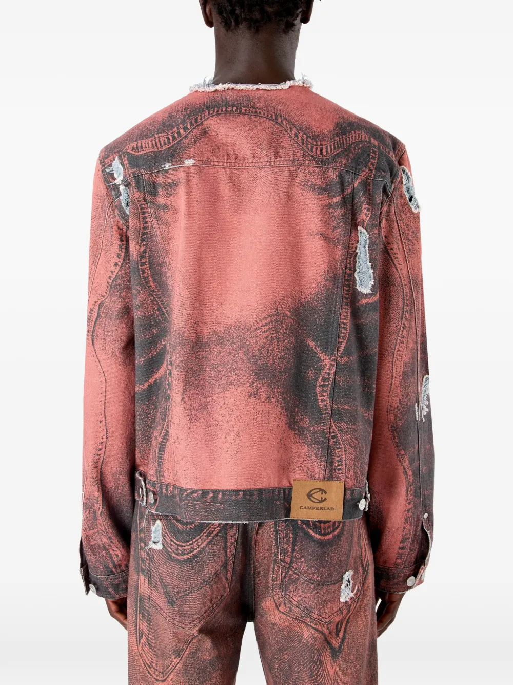 CamperLab Denim jack met knoopsluiting en gerafeld effect Oranje