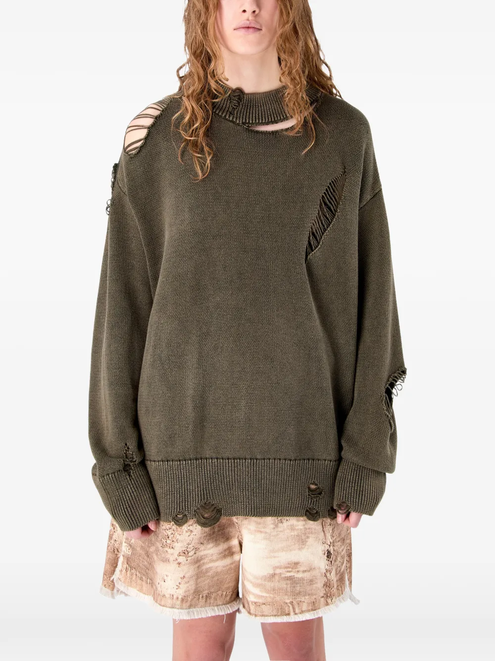  Camperlab Crew-neck Cut-out Sweater - Green 