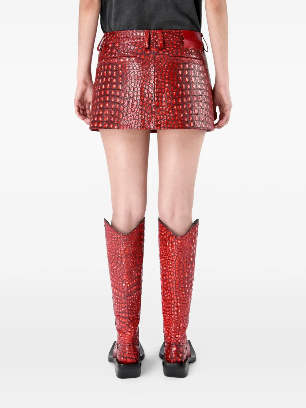 CamperLab Leren rok met textuur en rits Rood