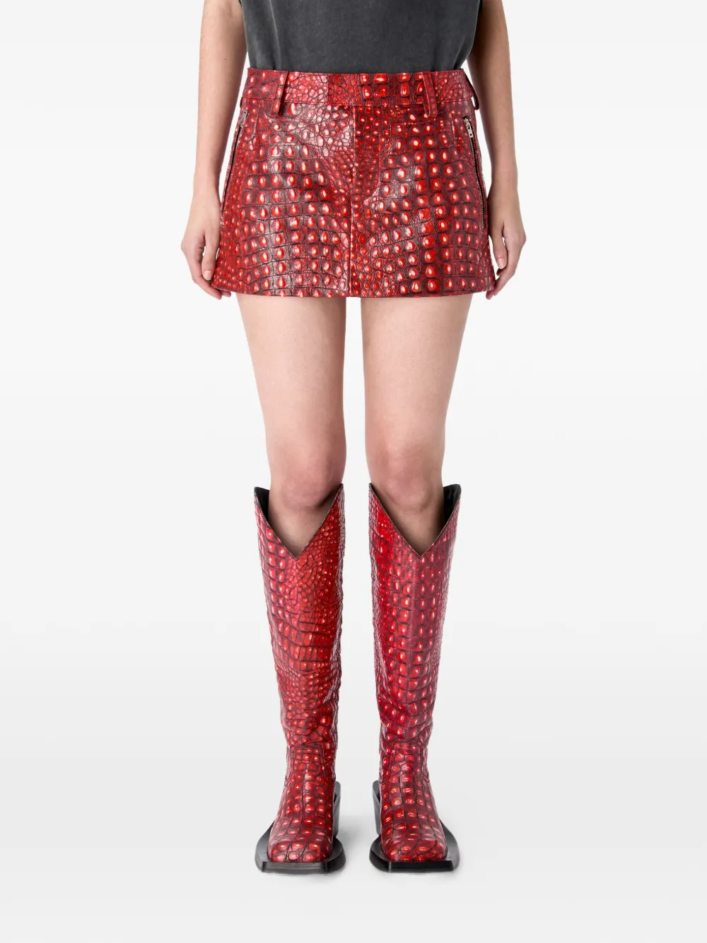 CamperLab Leren rok met textuur en rits Rood