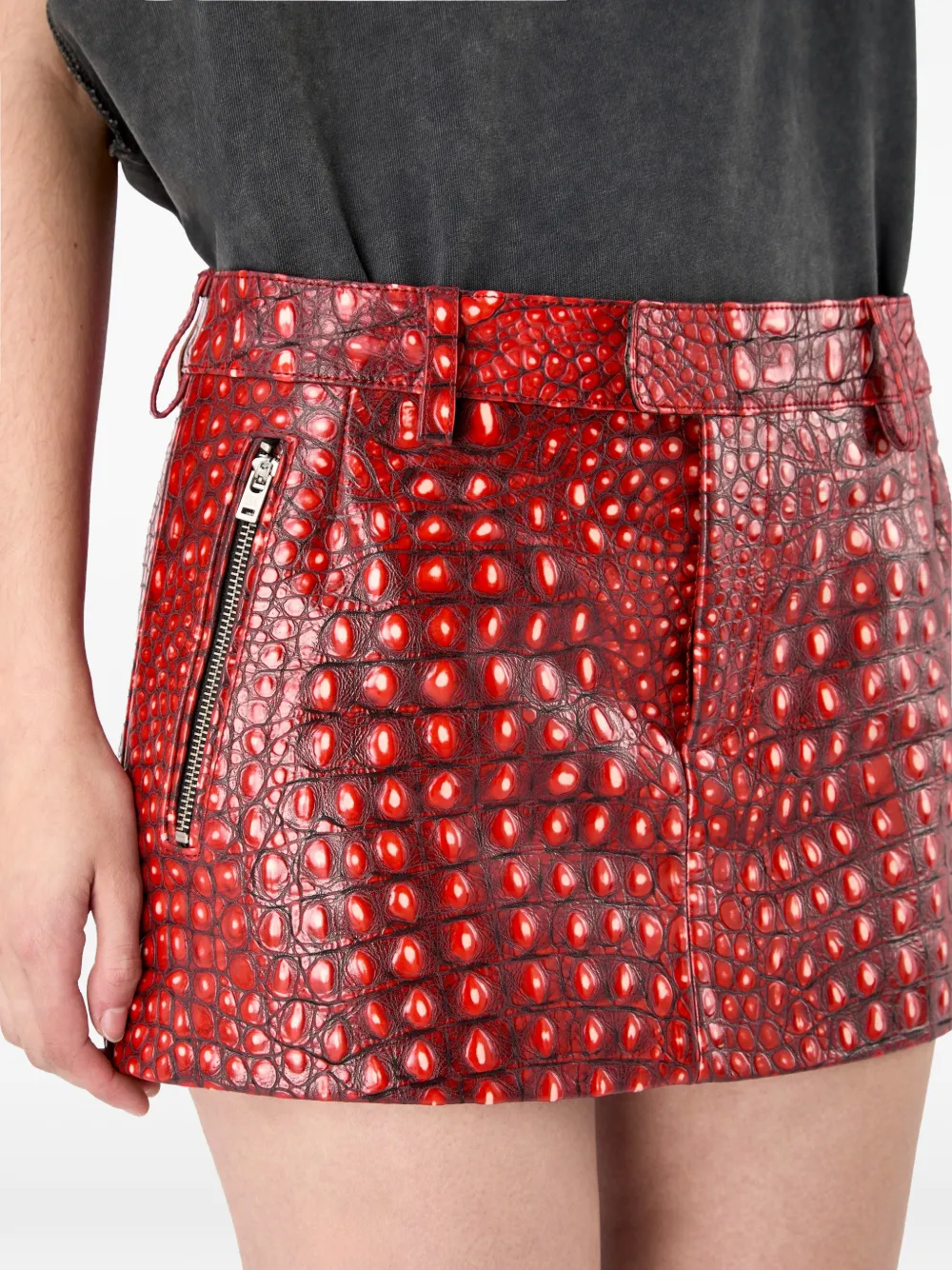 CamperLab Leren rok met textuur en rits Rood