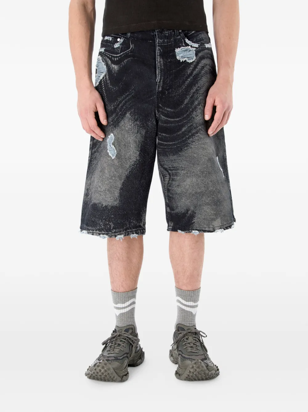  Camperlab Pantalones Vaqueros Cortos Con Efecto Envejecido - Negro 