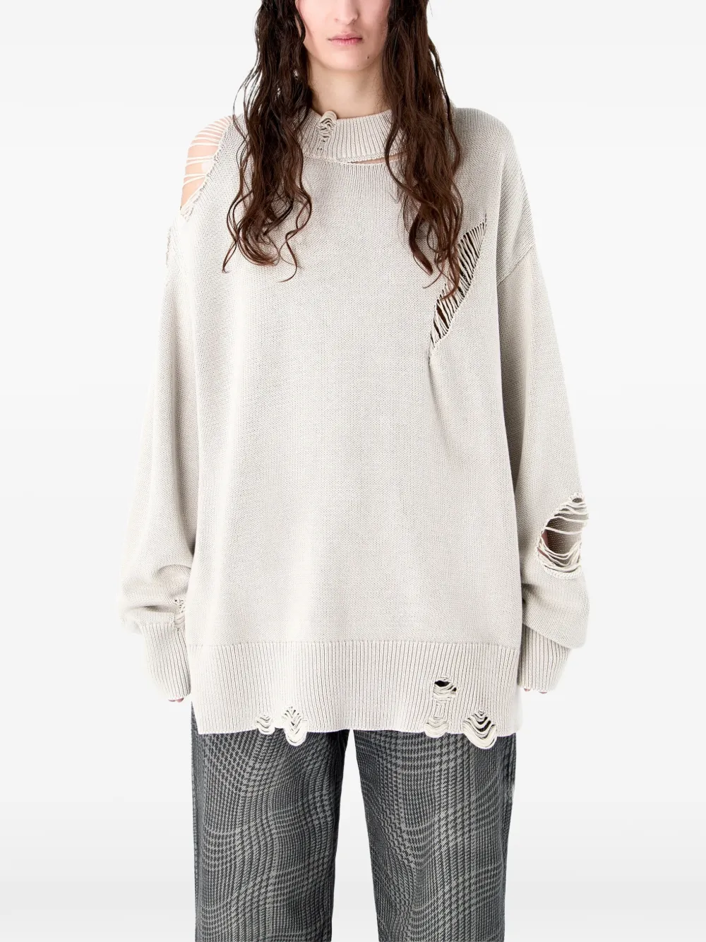  Camperlab Distressed Crewneck Sweater - Neutrals 