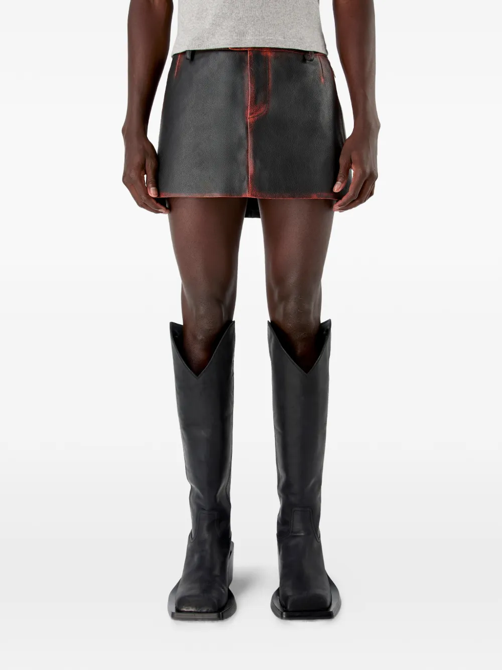 CamperLab Leren rok met rits Zwart