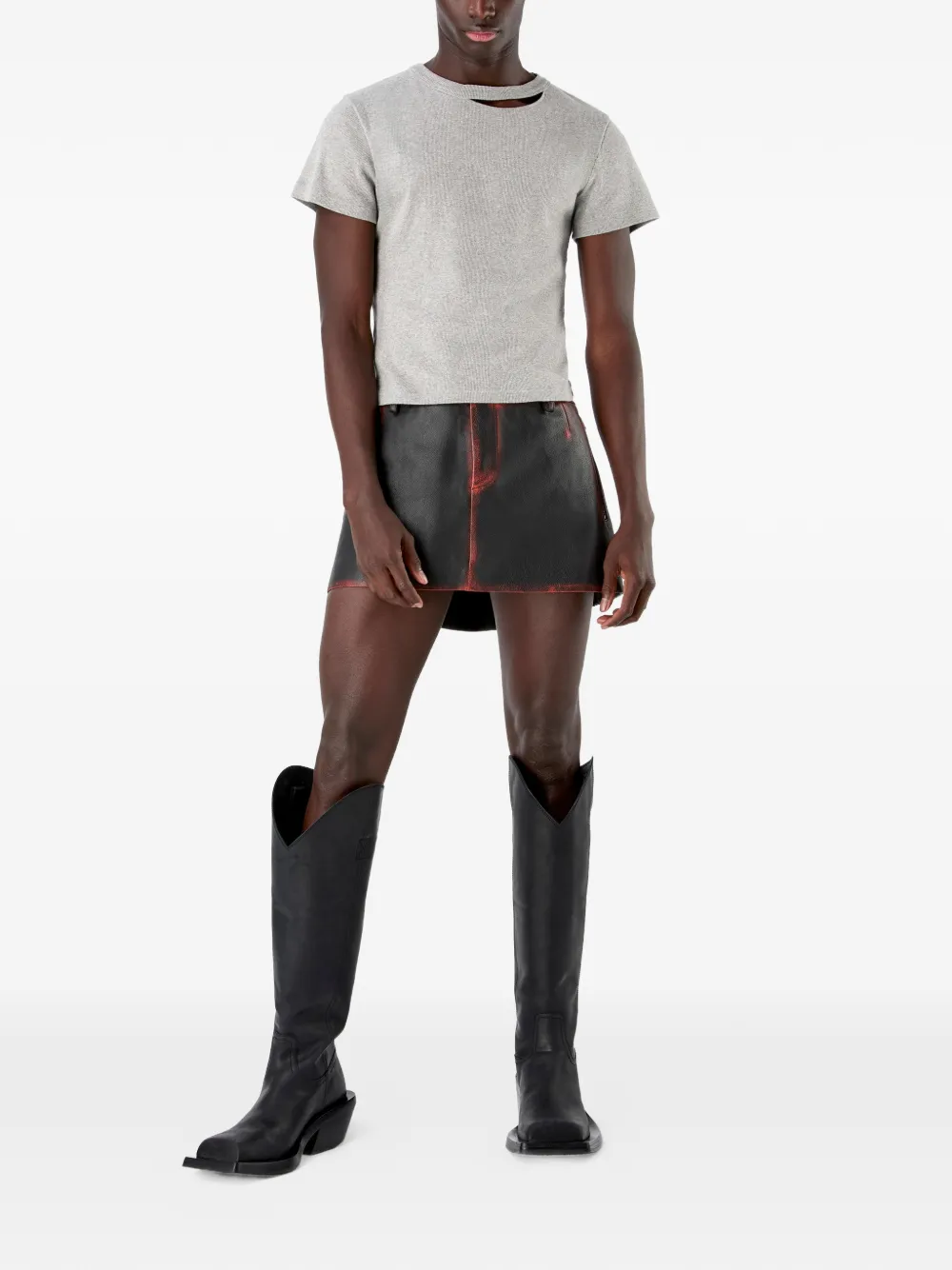 CamperLab Leren rok met rits Zwart