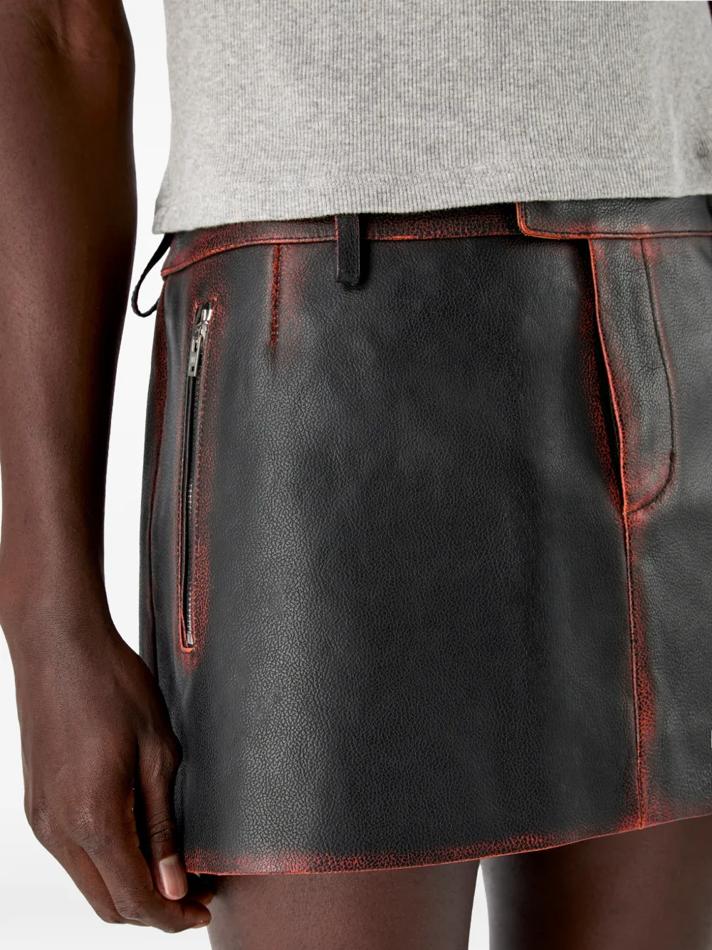 CamperLab Leren rok met rits Zwart