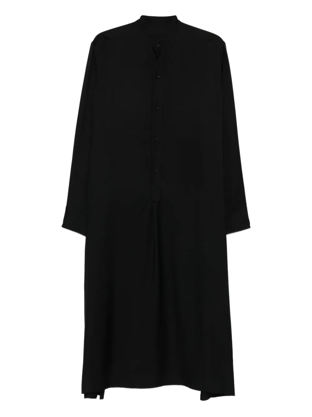 Yohji Yamamoto band-collar shirt midi dress - Nero