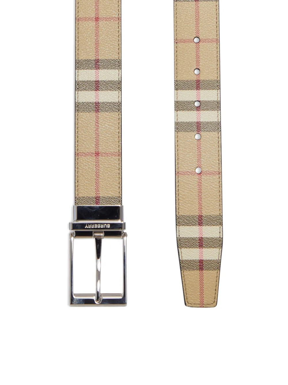 Burberry check silver buckle belt - Beige