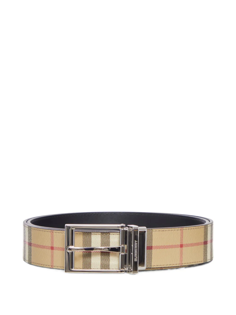 Burberry check silver buckle belt - Nude