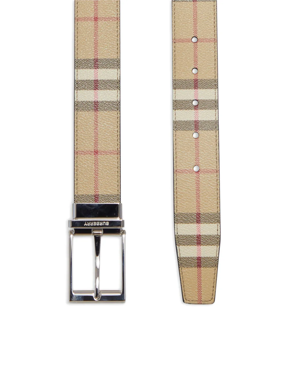  Burberry Check Silver Buckle Belt - Neutrals 