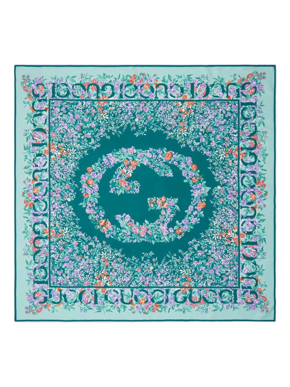 Gucci floral printed twill scarf - Grün