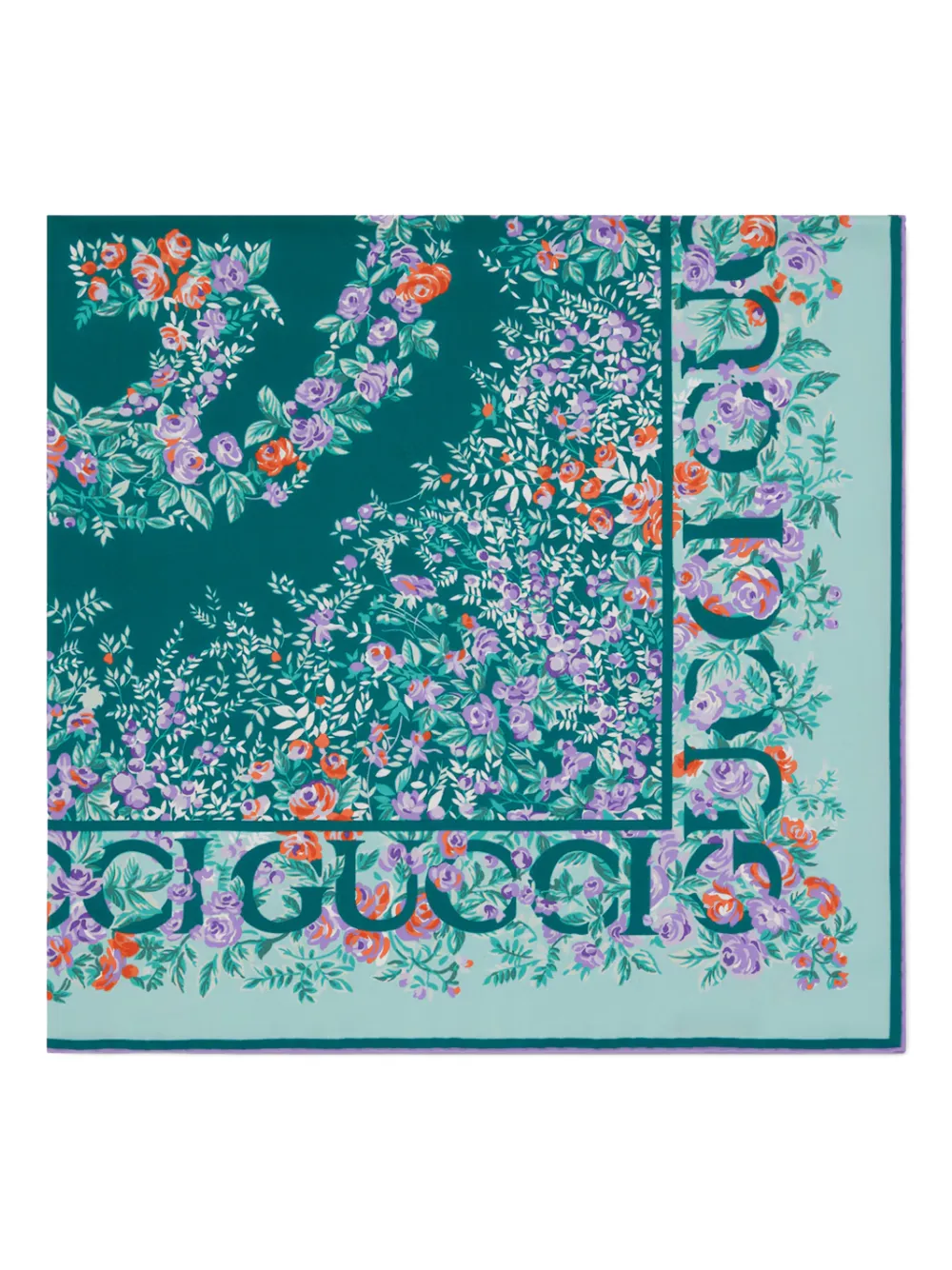 Gucci Twill sjaal met bloemenprint - Groen